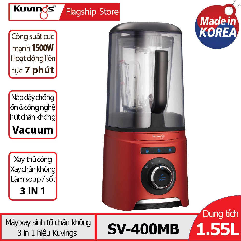 Máy xay sinh tố chân không 3 trong 1 kuvings sv-400mb màu đỏ - hàng chính hãng