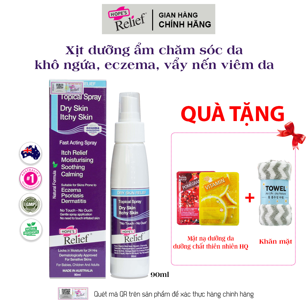 [QUÀ TẶNG] Xịt dưỡng da Hope’s Relief  chăm sóc cho da eczema, vẩy nến, viêm da (90ml)