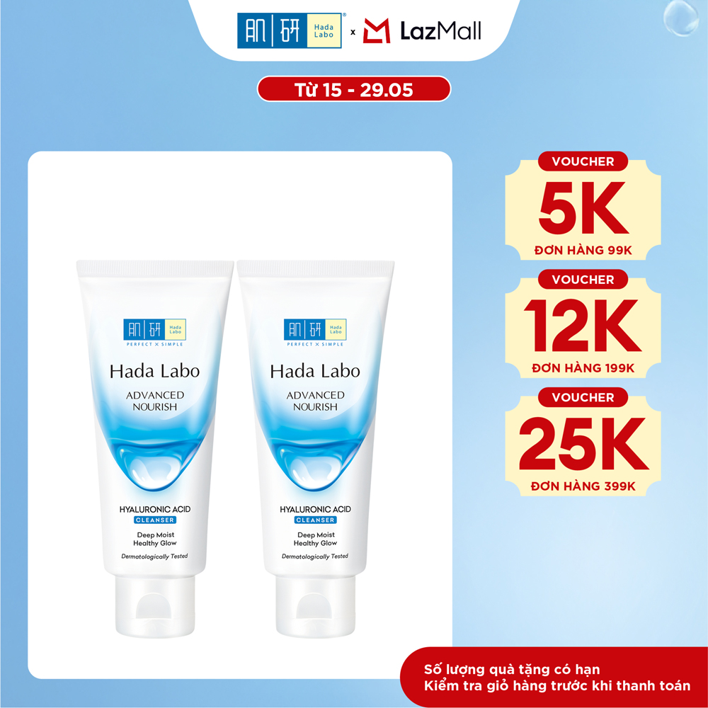 [VB] Bộ 2 Sữa rửa mặt dưỡng ẩm tối ưu Hada Labo Advanced Nourish Cleanser 80g