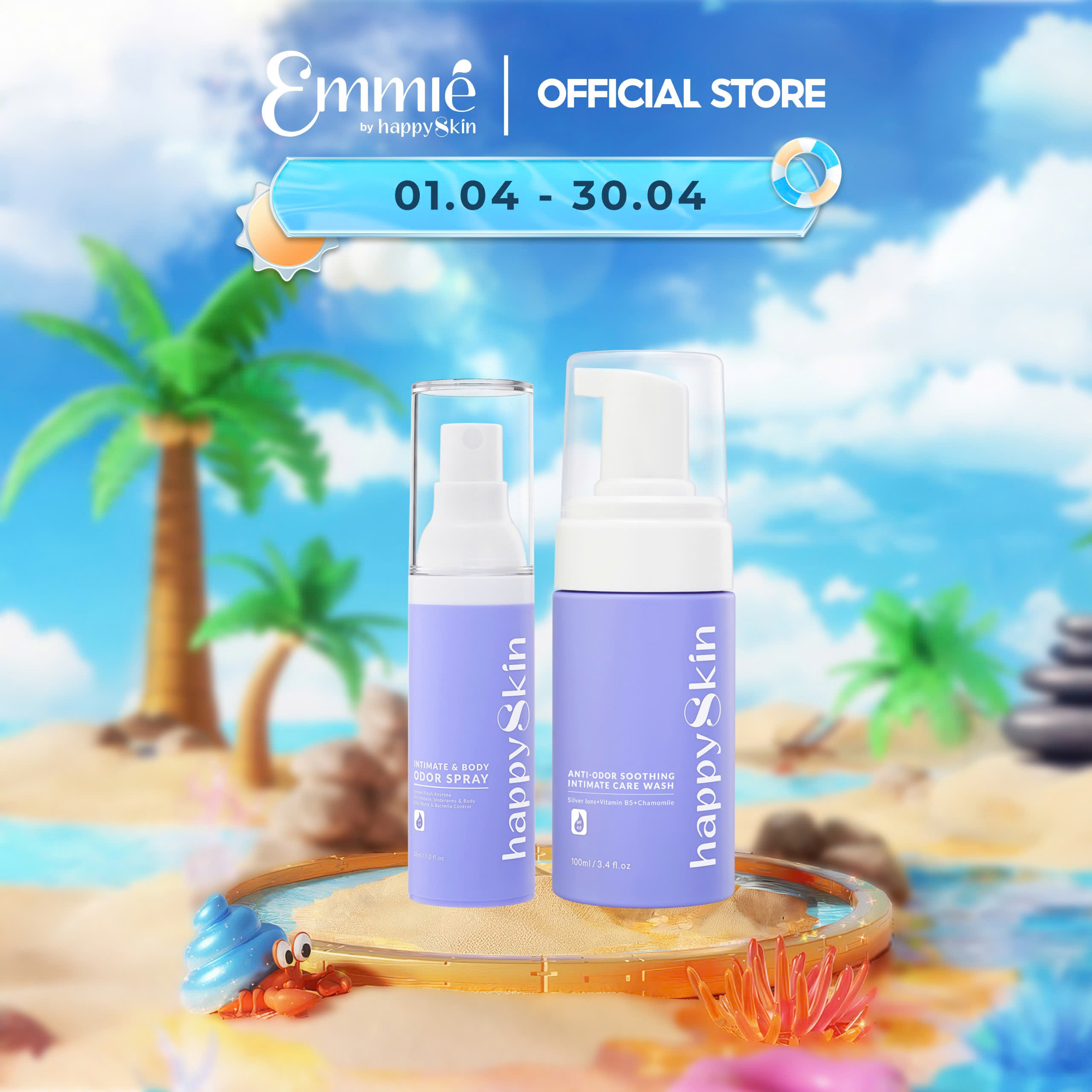 Xịt Khử Mùi Vùng Kín & Toàn Thân Happyskin Intimate & Body Odor Spray 30ml