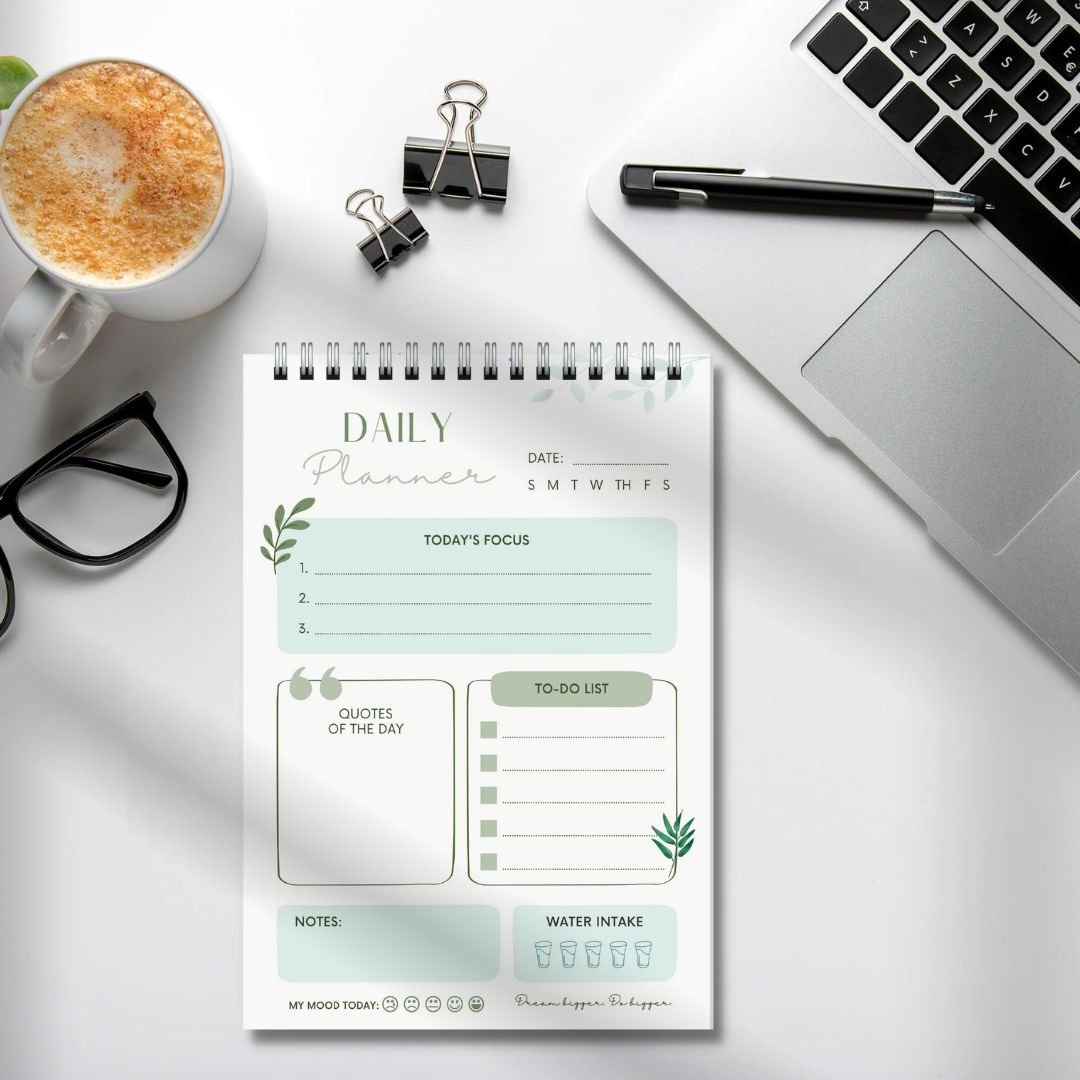 Daily planner - sổ lò xo, sổ lên kế hoạch daily hằng ngày màu xanh size 14.5x21cm