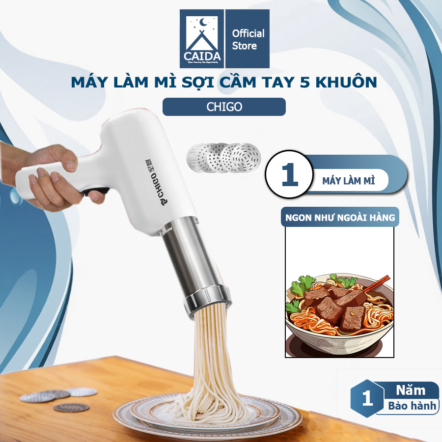 Máy làm mỳ sợi cầm tay tại nhà Chigo 5 khuôn, Máy làm mì tươi sợi bún bánh canh tự động không dây