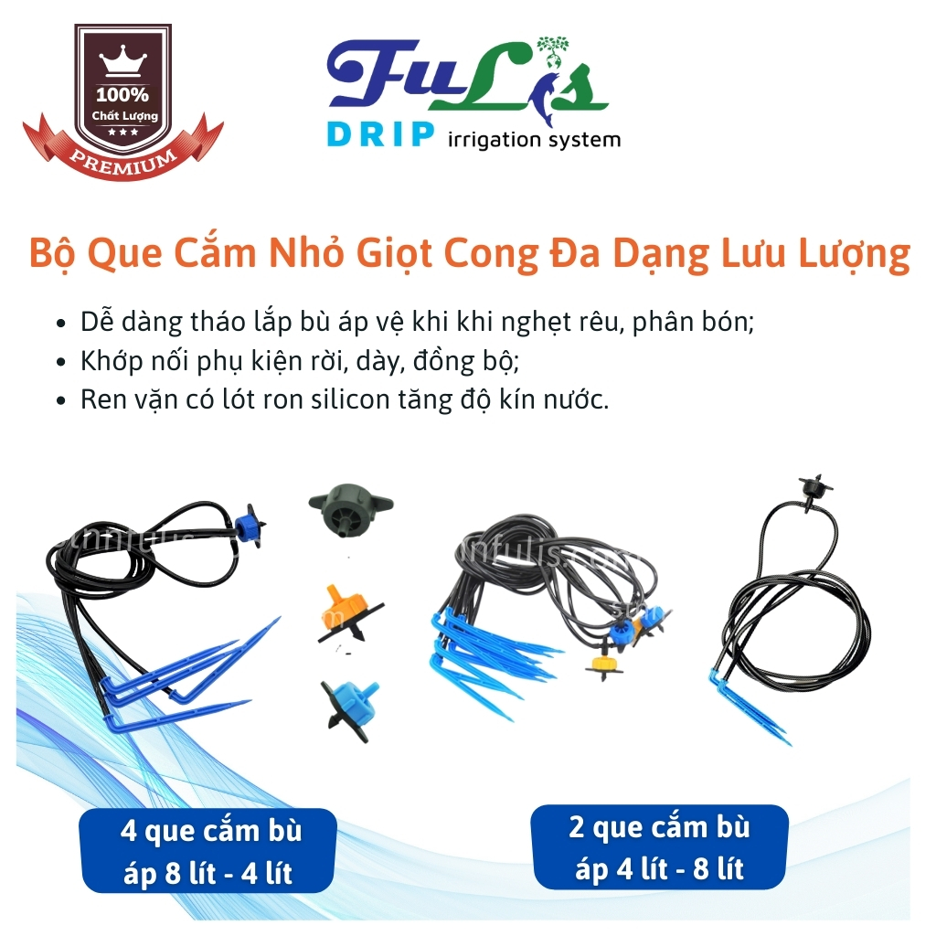 10 BộTưới Nhỏ Giọt Que Cắm Cong Cho Dưa Lưới, Nhà Màn Bù Áp 4-8 Lít Giá Rẻ Chính Hãng - stnnfulis