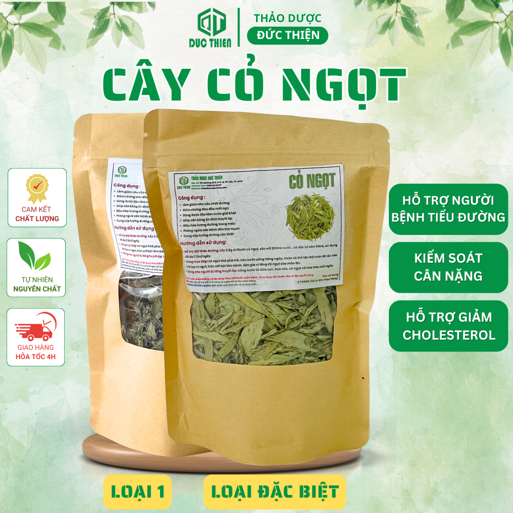Cây cỏ ngọt loại 1 đức thiện – hỗ trợ bệnh tiểu đường, làm trà mix các vị thảo dược