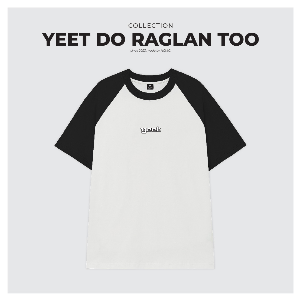 Áo thun raglan yeet tee 100% cotton oversize local brand | trắng tay đen