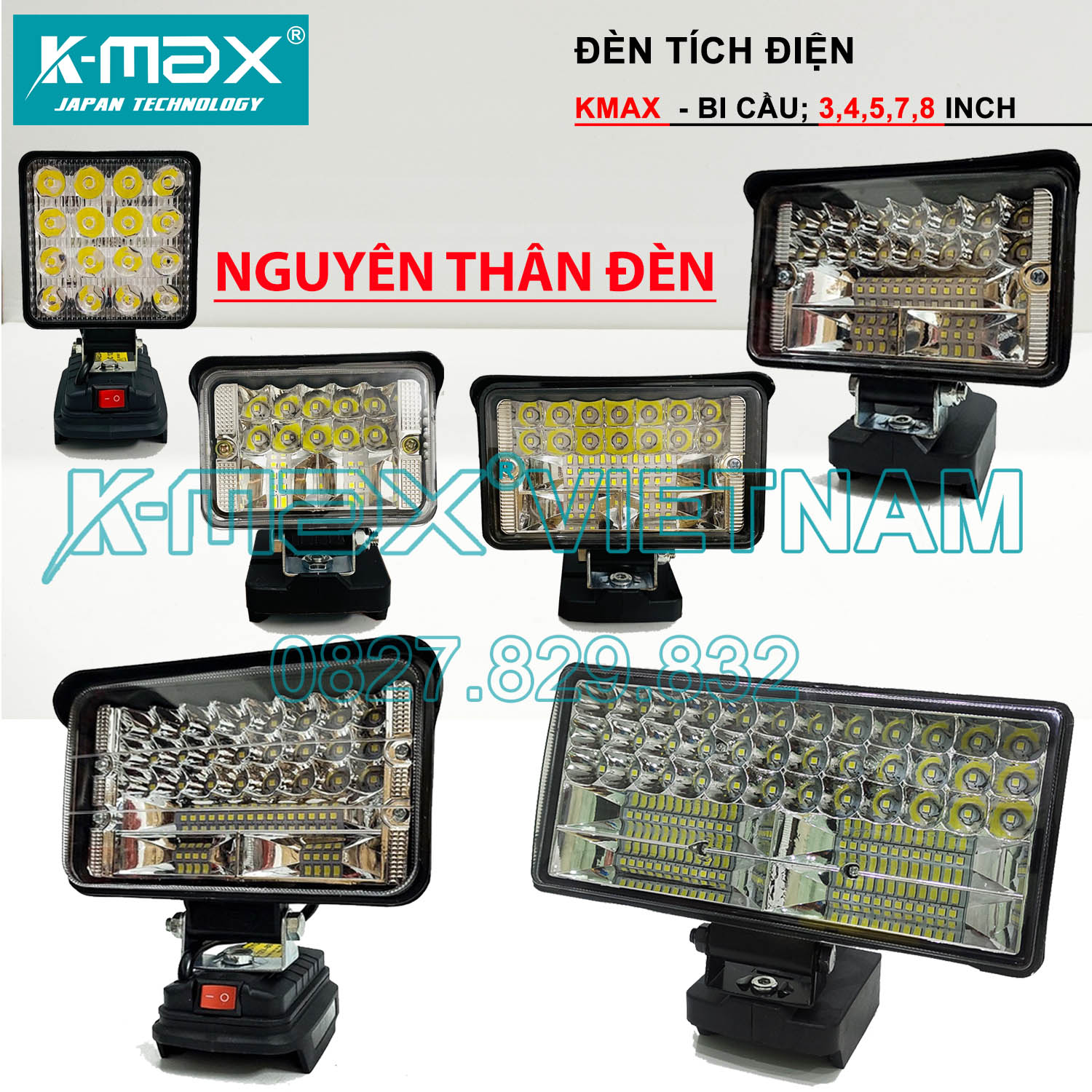 Đèn tích điện dùng pin - 2 Chế độ sáng - Đèn led dự phòng đa năng chân phổ thông MAKITA 18-21volt - Sử Dụng Pin Máy Công Cụ - Không Kèm Pin