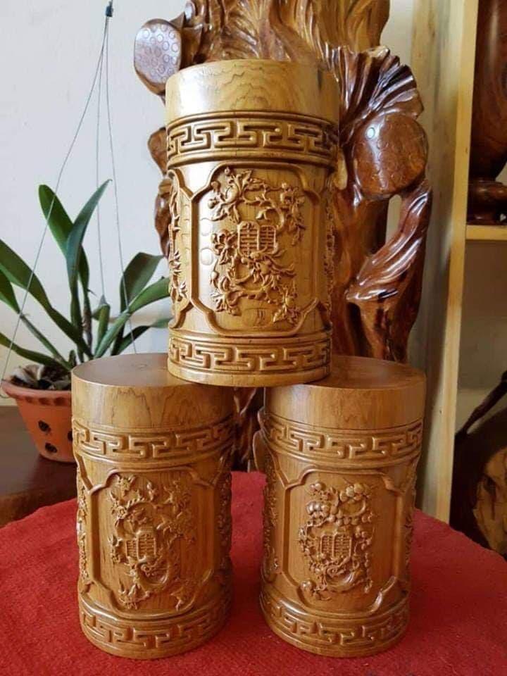 Hộp đựng chè gỗ bách xanh cao cấp