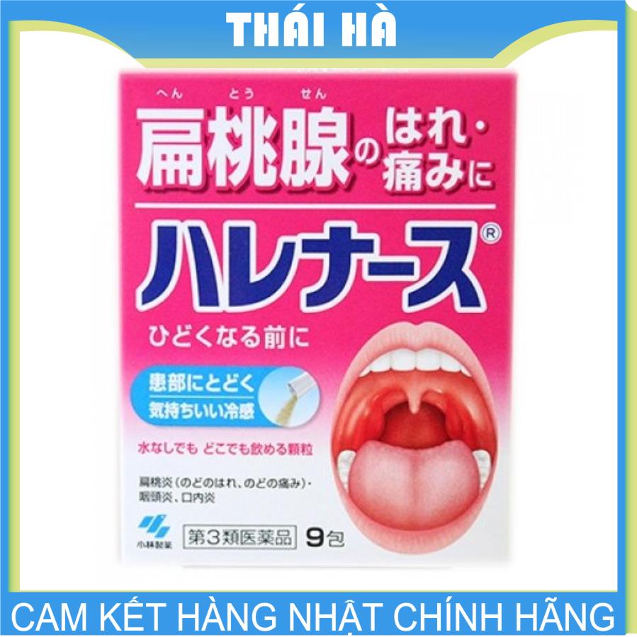 Bột uống đặc viêm sưng họng, viêm amidan harenasu hộp 9 gói sưng cổ họng, viêm họng, đau họng, rát họng