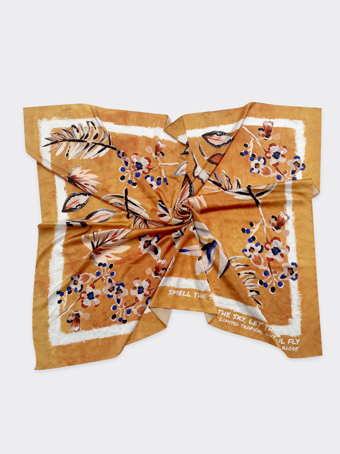 Khăn sarong resort style lụa hoạ tiết tropical ginger orange 311SR1002