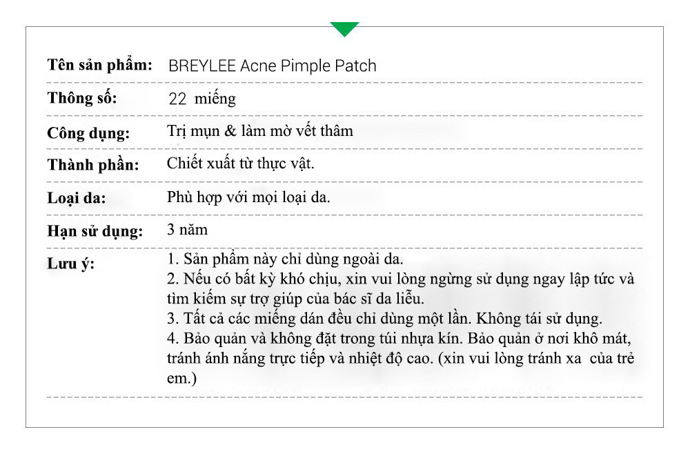 BREYLEE Miếng Dán Tri Mụn Đầu Đen Tri Thâm Mụn Trứng Cá Lột Mụn Đậu Đen Làm Mờ Vết Thâm Do Mụn (Dùng Cho Buổi Tối) FACIAL MASK 22 PATCHES NIGHT USE ACNE PIMPLE PATCH 2