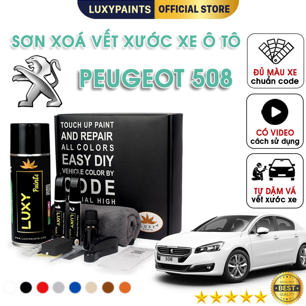 Sơn xóa vết xước xe ô tô Peugeot 508 LUXYPAINTS, Bút xoá vết xước sơn ô tô màu chuẩn theo Code dễ sử dụng độ bền cao - LP01PE508