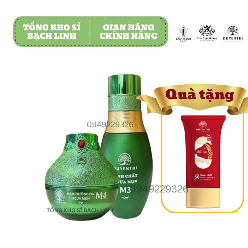 Combo m3 m4 duyên thị ngừa thâm mụn - trắng da - chống lão hoá - combo dưỡng da mụn bách y sâm - duyên thị