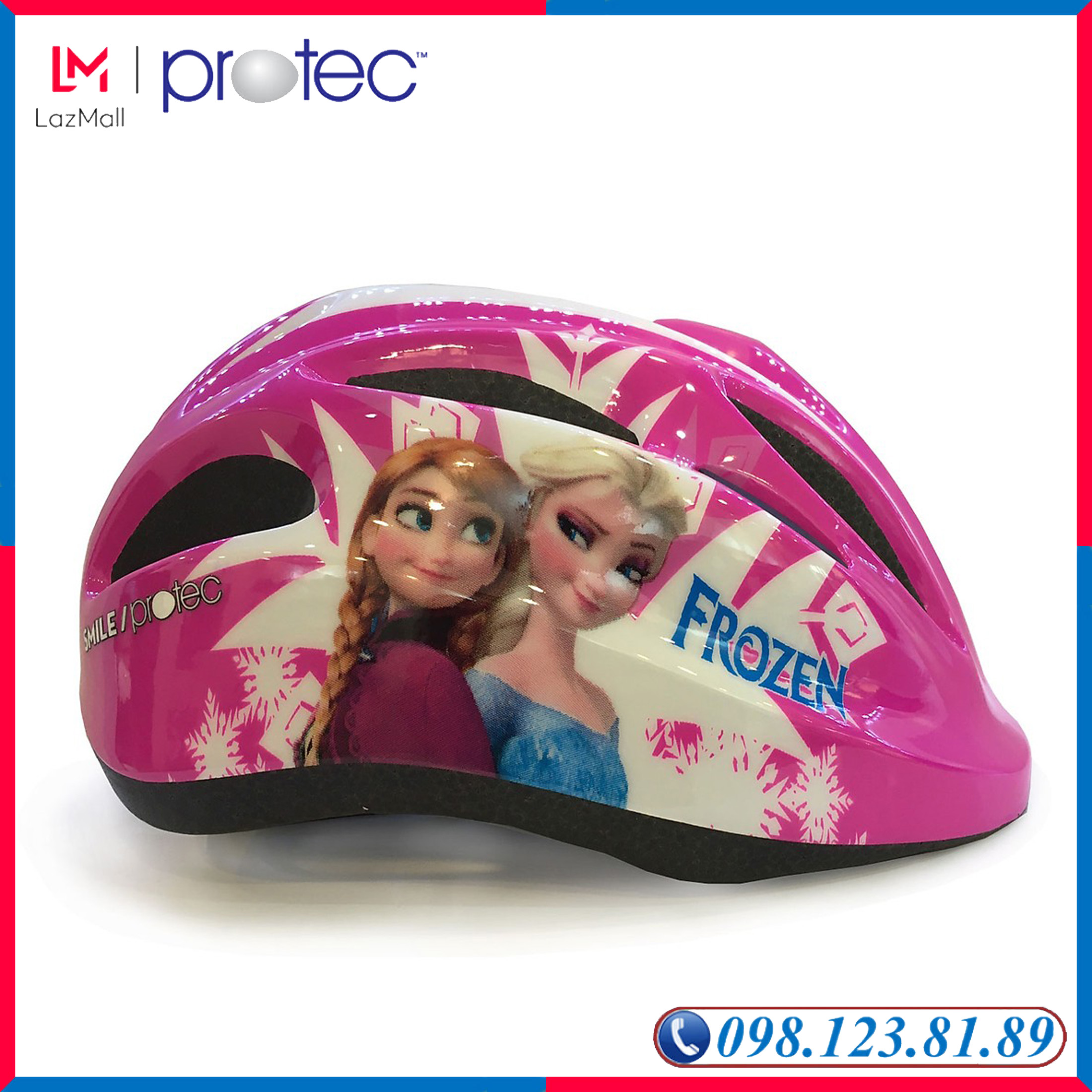 Mũ Bảo Hiểm Xe Đạp Trẻ Em Protec Smile Họa Tiết Nữ Hoàng Băng Giá Cho Bé Gái, Màu Hồng, Xinh Xắn, Nhẹ Nhàng, Thoáng Mát - PROTEC HELMET