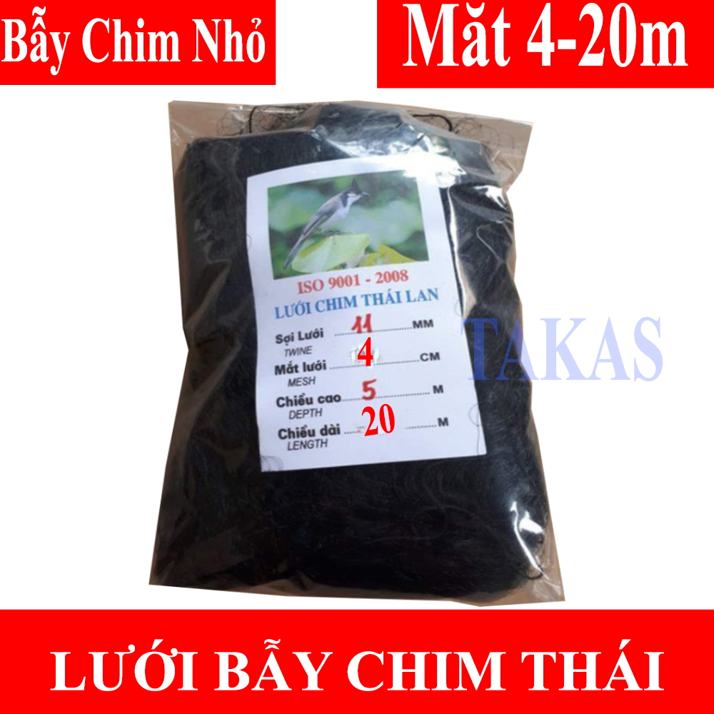 Lưới Bẫy Chim nhỏ,Chim Sẻ, Chào Mào,Chim Ri., cò ,cuốc,cu gáy..lưới bây chim tàng hình Thái Lan LOẠI XỊN đủ Size :20m,30m,50m Mắt Lưới 4cm-Cao 5m