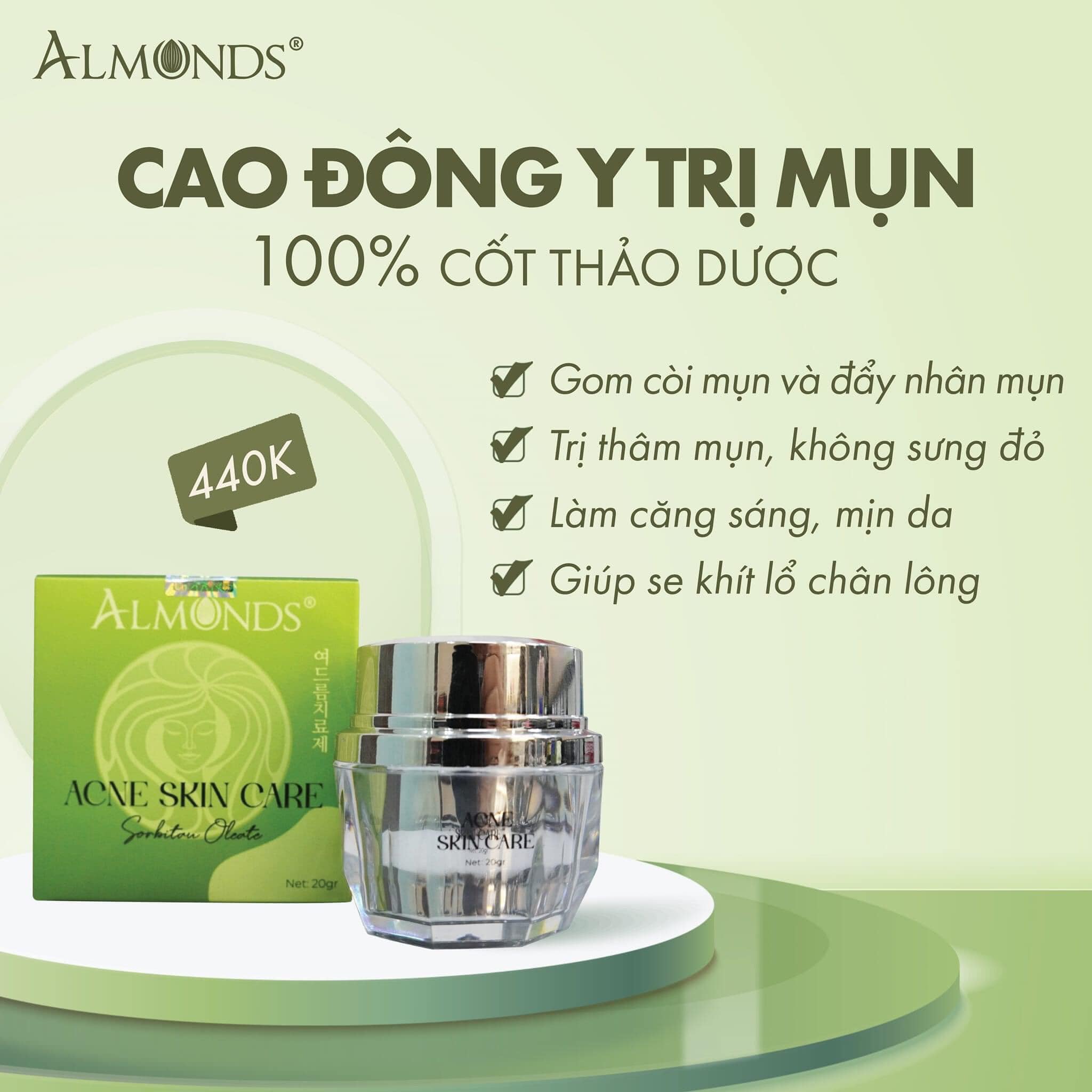 Kem giảm mụn almonds chiết xuất cao thảo dược đông y + 🎁