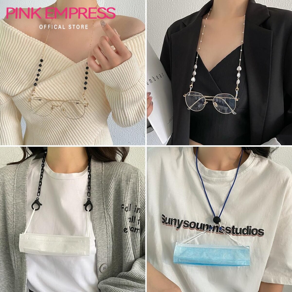 Vòng Cổ Ngọc Trai Tình Yêu Hàn Quốc Dây Đeo Kính Dây Đeo Chống Mất Phụ Kiện Thời Trang
