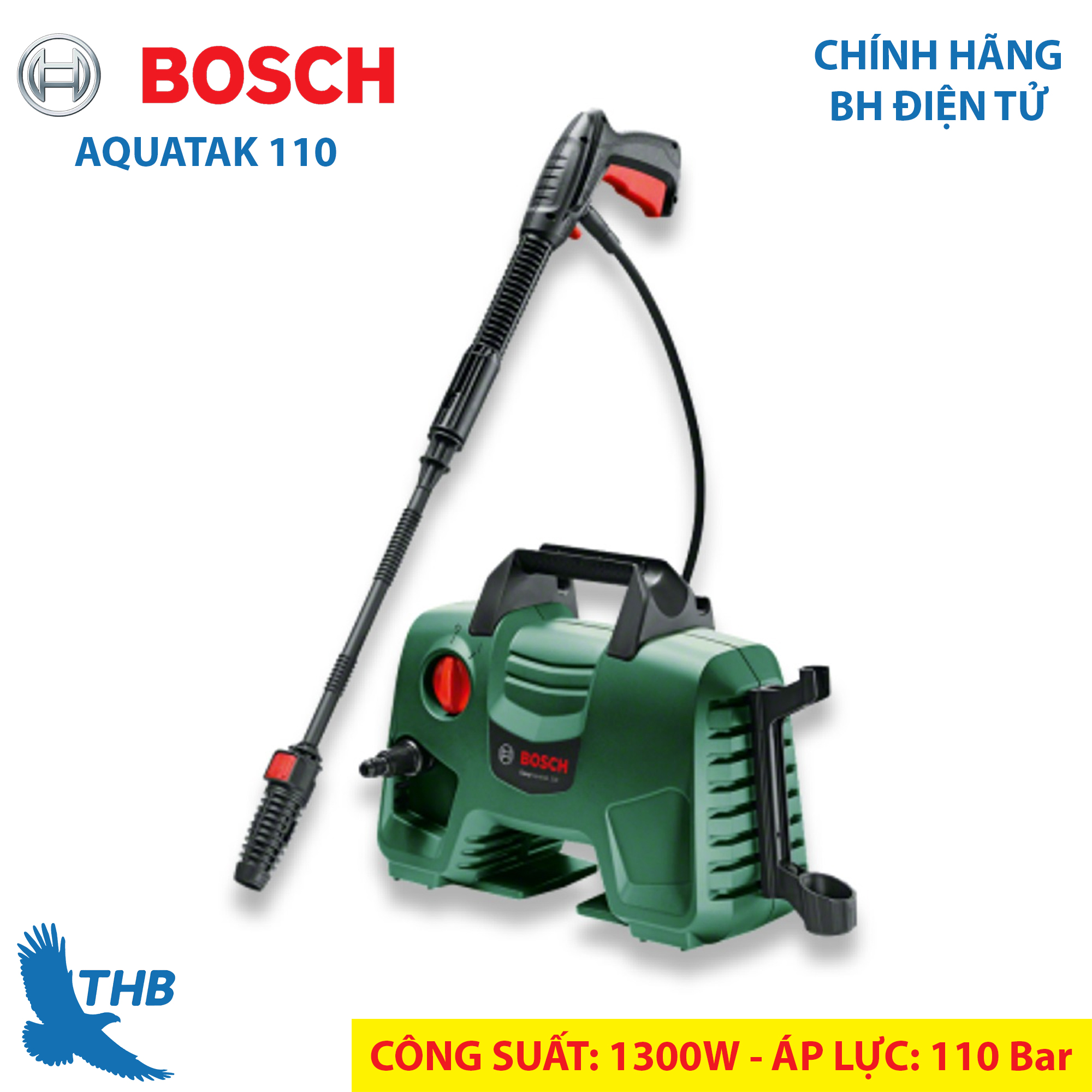 Máy phun xịt rửa Máy rửa xe áp lực cao Bosch AQT 110 Áp lực 110 Bar bảo hành điện tử 6 tháng Đầu Phun 3 chế độ