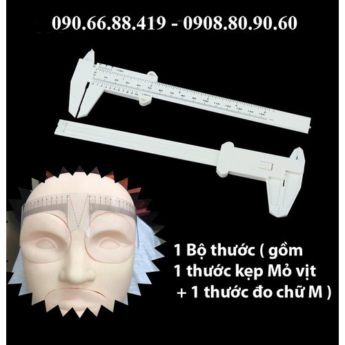 [HCM]1 bộ gồm Thước kẹp lông mày mỏ vịt + Thước nhựa chữ M đo chân mày phun xăm điêu khắc