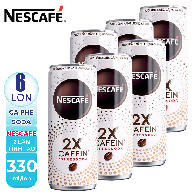 [ TỈNH TÁO TỨC THÌ ] Combo 06 Lon (1980ml) Cà Phê Soda ESPRESSODA 2X NESCAFÉ Thức Uống Năng Lượng-[ 12.12 Hot Deals ]