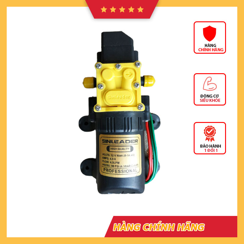 Máy bơm nước mini tăng áp 12v, máy bơm đơn Sinleader lưu lượng 5l/p tặng kèm dây hút lọc mini có thẻ bảo hành đầy đủ