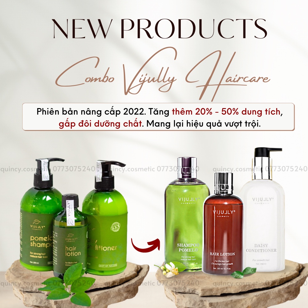 [HCM]COMBO 3 CHAI DẦU GỘI BƯỞI-DẦU XẢ -TINH DẦU BƯỞI VIJULLY (MẪU MỚI)