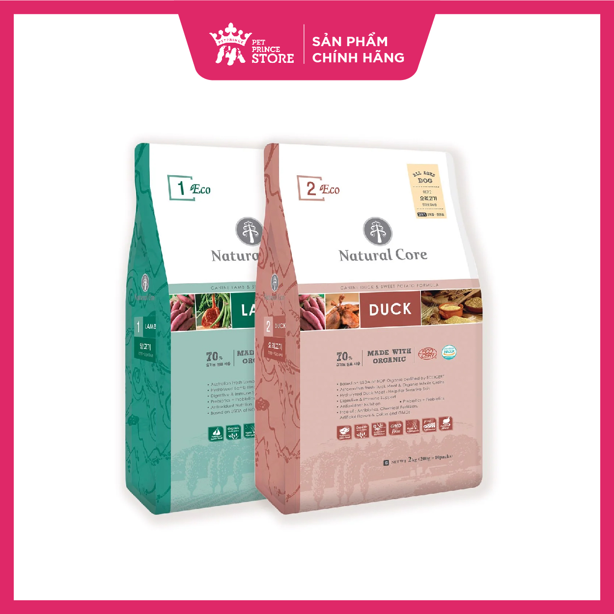 Thức ăn hạt hữu cơ cho chó mọi lứa tuổi Natural Core | Tăng khả năng tiêu hóa, hấp thụ | Giàu đạm động vật
