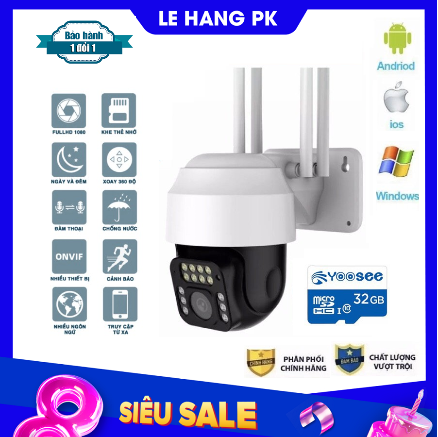 Camera Wifi Camera Ngoài Trời Camera YooSee PTZ FHD 1080P Xoay 360° Zoom Quang 8X Yoosee SmartZ PTZ - Chống Nước - Quay Đêm Có Màu - Phát Hiện Theo Dõi Chuyển Động