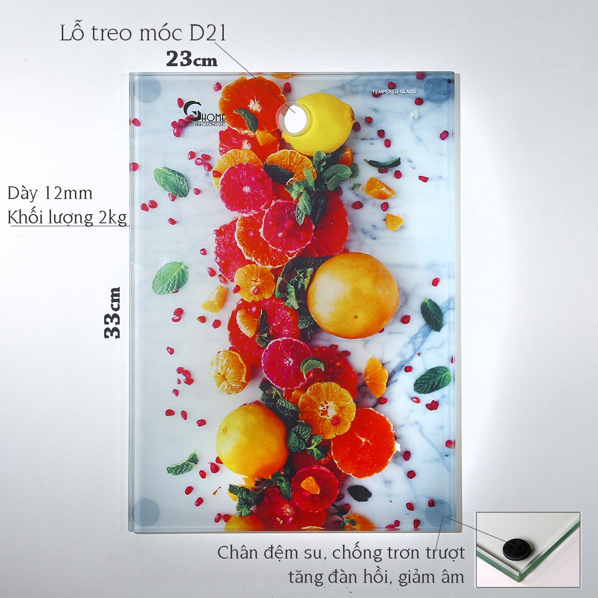 Thớt kính cường lực 3d trái cây 12mm ghome