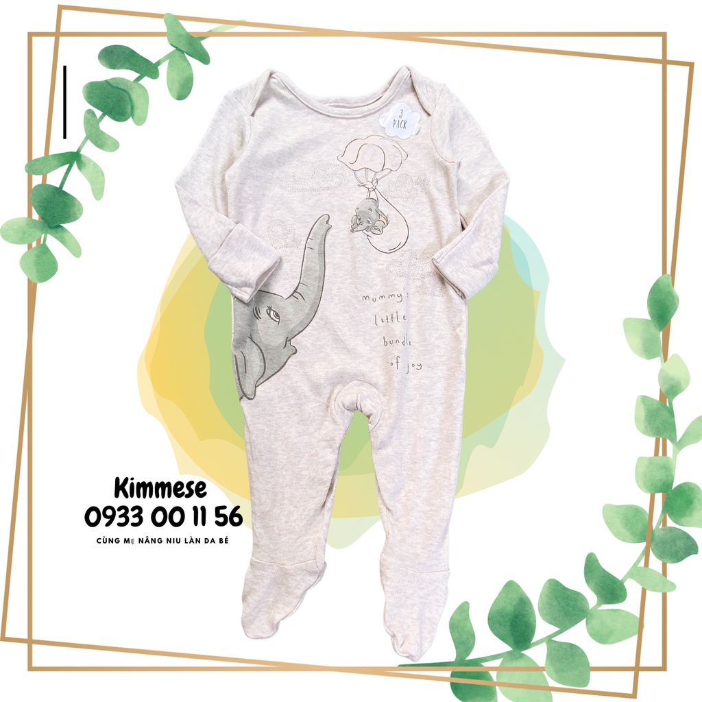Sleepsuit bộ body cho bé cotton george xám voi đũng - đồ ngủ cho bé