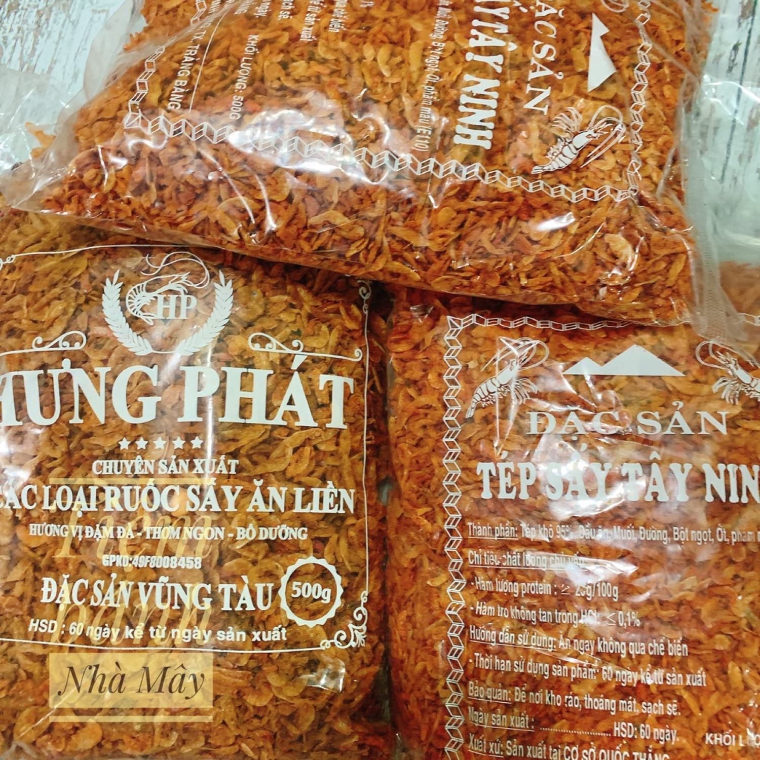 500g tép sấy giòn ăn liền - nguyên liệu bánh tráng trộn, bắp xào