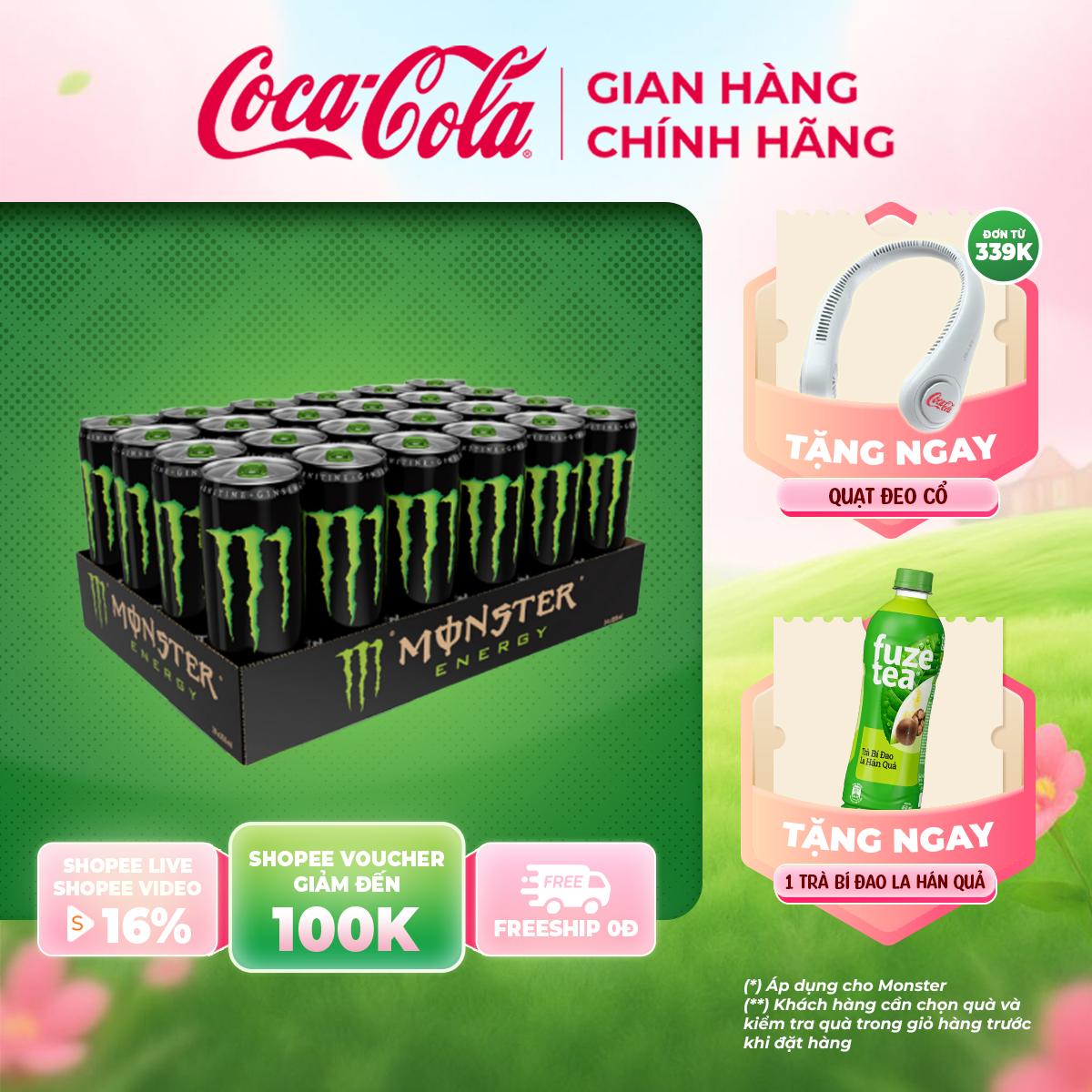 [HOẢ TỐC HCM] Lốc 24 Lon Nước Tăng Lực Giải Khát Monster Energy 355ml/Lon Sale 15.10 Coca-Cola Chính Hãng_LD