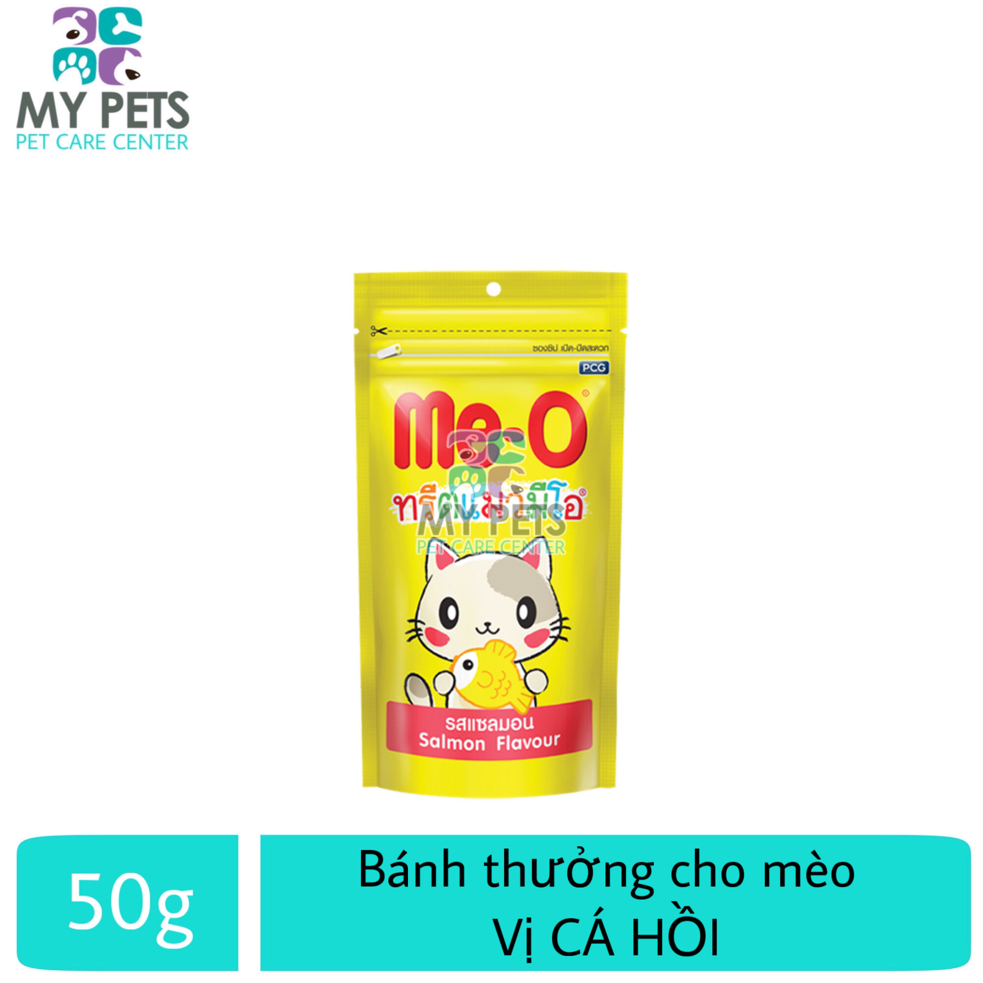 Bánh thưởng cho mèo Me-o hương vị cá hồi- gói 50g
