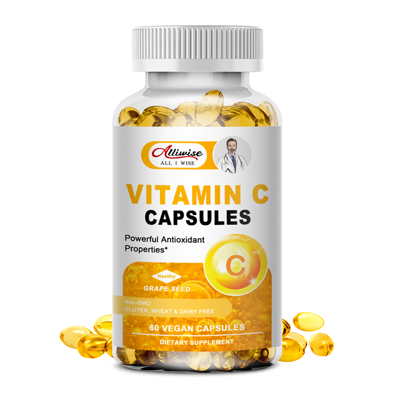 Vitamin C 500mg Capsules with Grape Seed Extract Strength Antioxidant