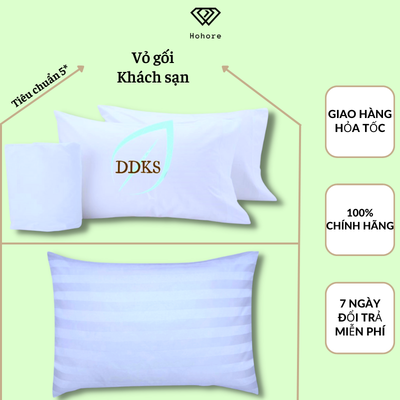 Vỏ bọc gối cotton màu trắng Riotex cho khách sạn chất liệu vải cotton CVC T300 trắng trơn cao cấp ( kích thước: 40 x 60 50 x 70 gối ôm 35 x 100 )