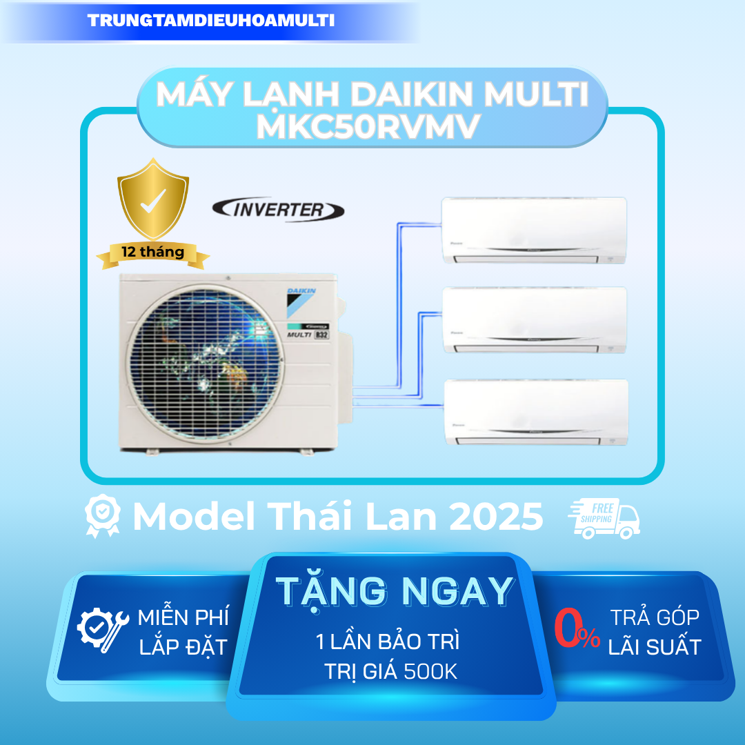 Máy lạnh Multi Daikin Inverter MKC50RVMV 1 Dàn Nóng 2- 3 Dàn Lạnh Treo Tường Gas R32 Chính hãng Daik