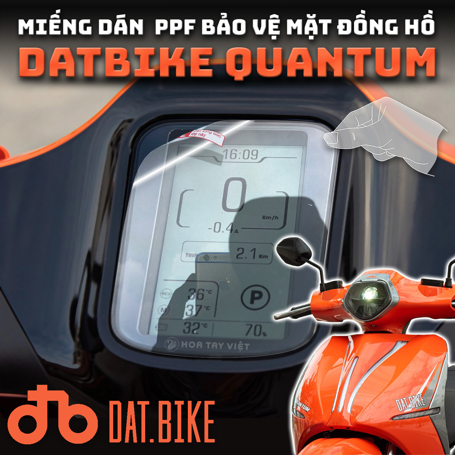 Miếng dán bảo vệ Dat bike Quantum PPF chống trầy xước mặt đồng hồ xe datbike