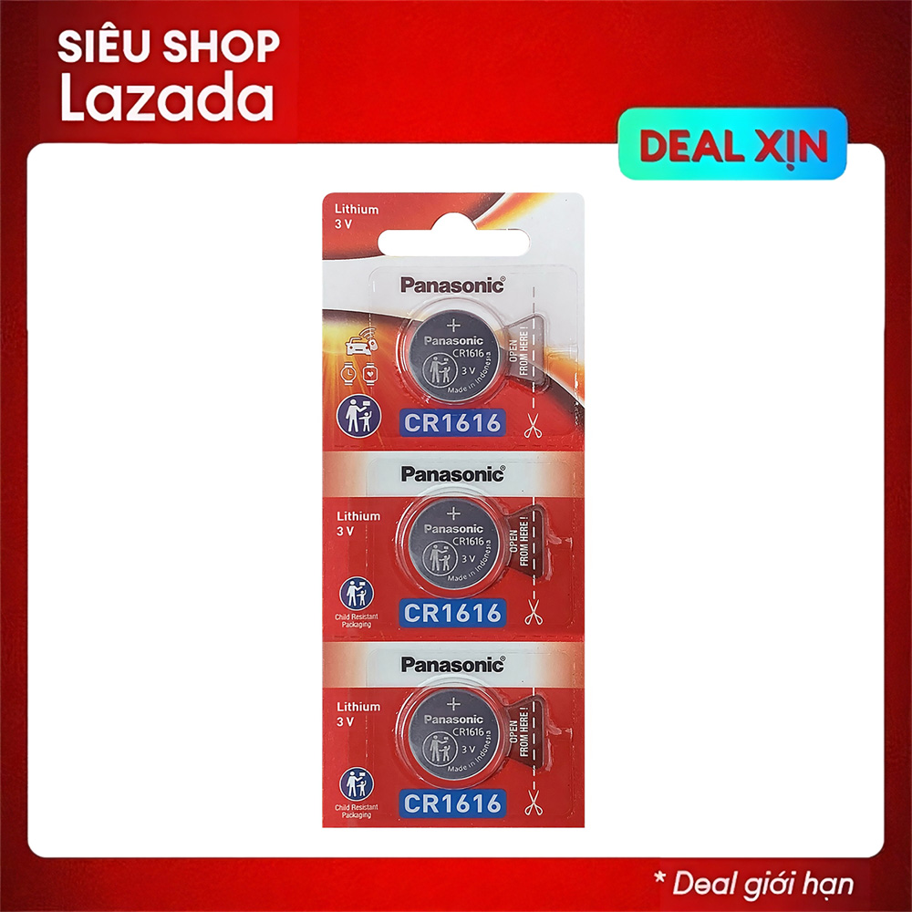 Pin nút Panasonic CR1616 Lithium 3V dùng cho các loại thiết bị điện tử nhỏ - 3 viên