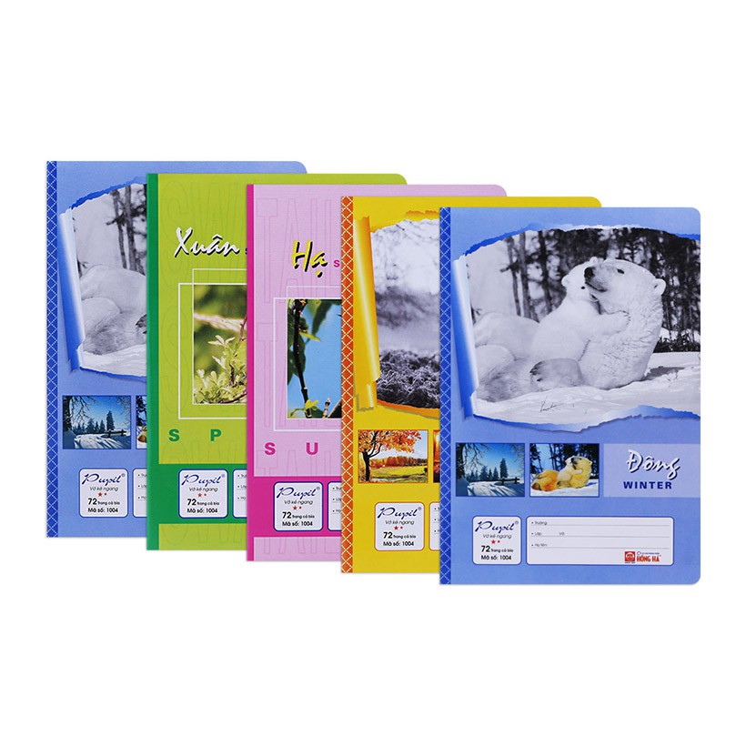 Lốc 10 Quyển Vở Kẻ Ngang Hồng Hà Bốn Mùa 72 trang