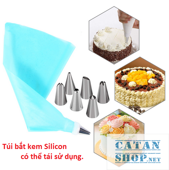 [HCM]Bộ 6 đui bắt bông kem kèm chốt và túi đựng kem trang trí bánh DIY trong gia đình GD230-BatKem