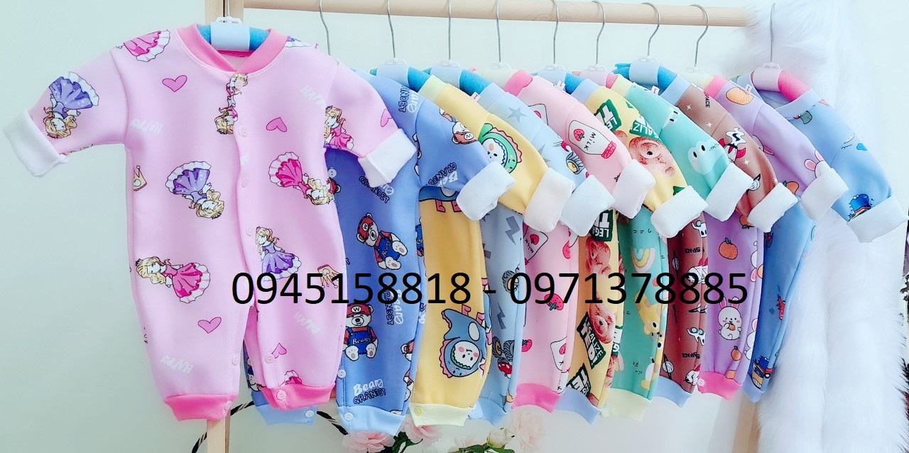Body nỉ lót lông giữ ấm mùa đông cài khuy giữa cho bé từ 3-12kg