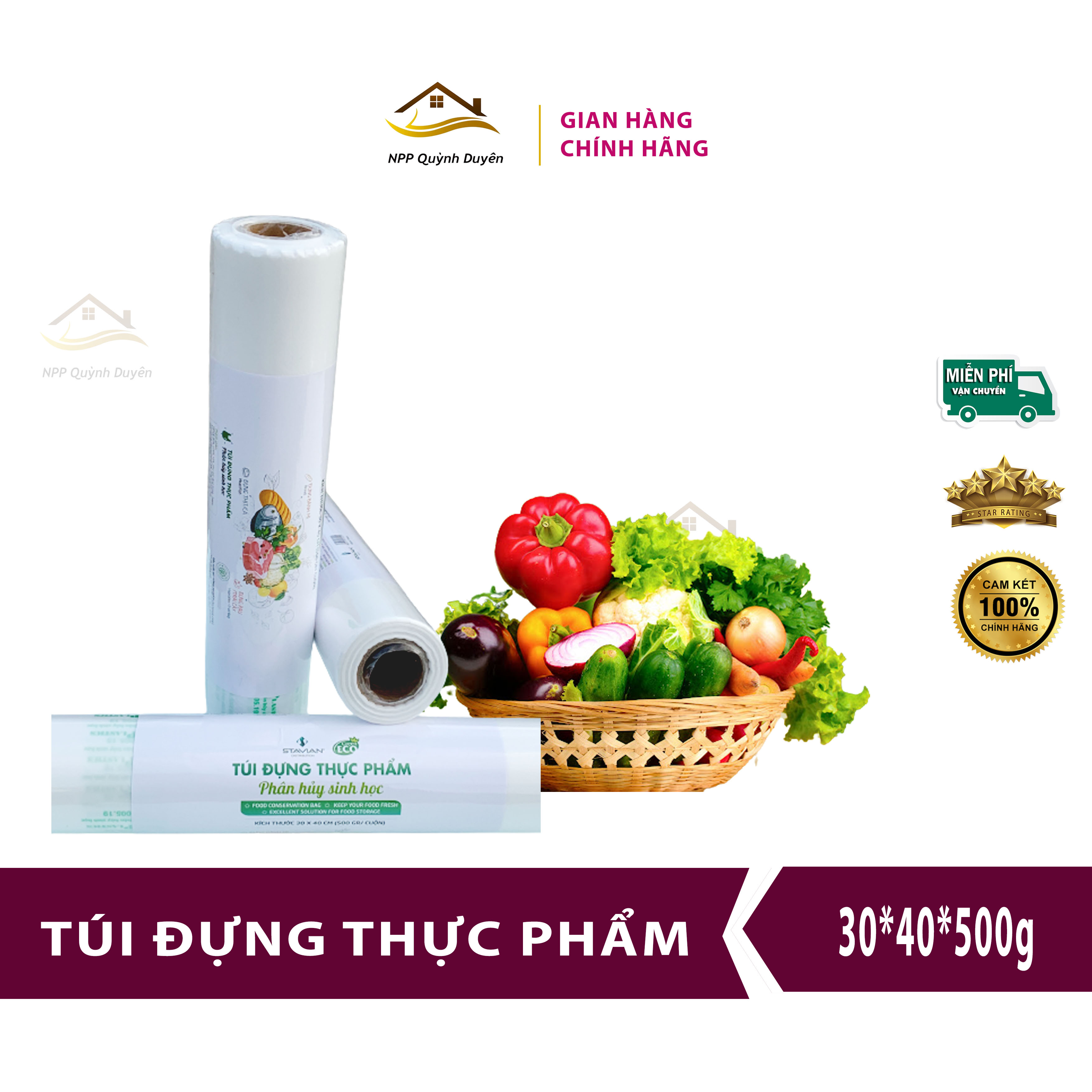 Cuộn túi đựng thực phẩm GREEN ECO Kích thước 30*40cm* 500 Gr/Cuộn