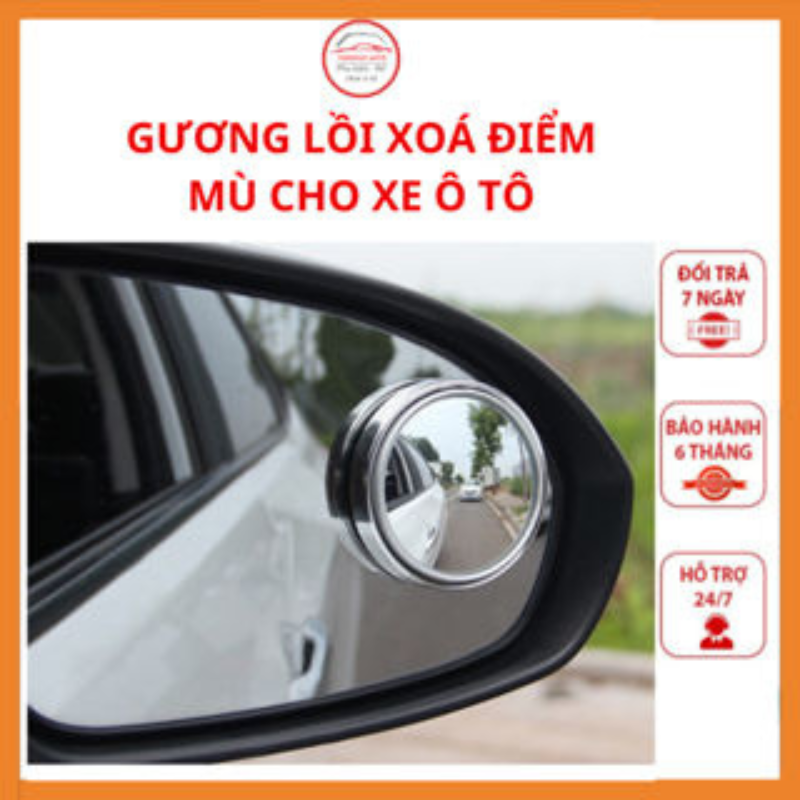 Bộ 2 Gương cầu lồi gắn kính hậu xóa điểm mù ô tô xe hơi xoay 360 độ