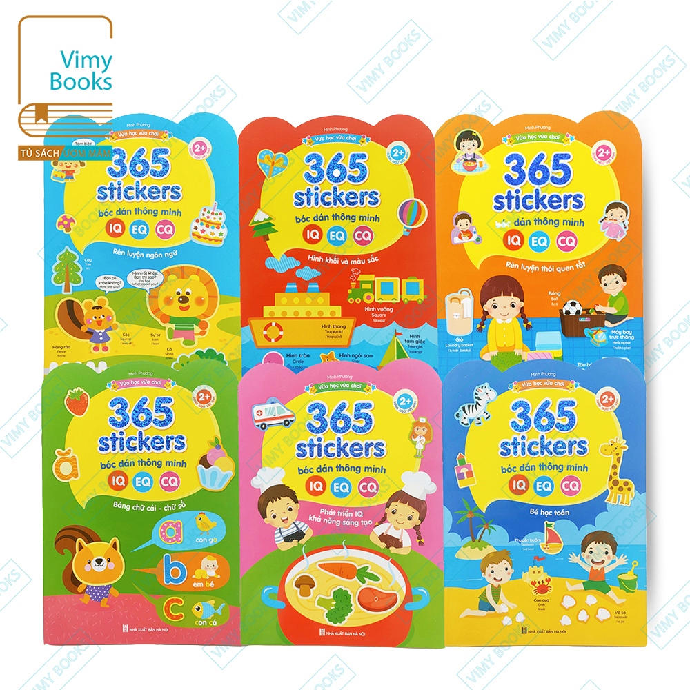 Sách - 365 sticker bóc dán thông minh iq eq cq bộ 6 cuốn