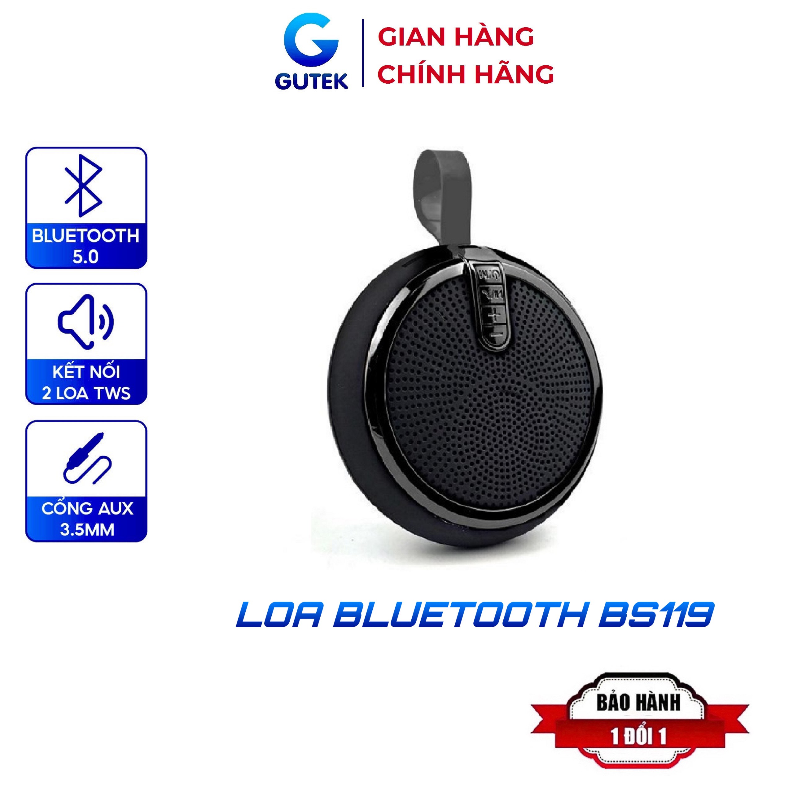 Loa bluetooth mini nghe nhạc không dây BS119 cầm tay nhỏ gọn hỗ trợ thẻ nhớ cổng aux 3.5mm dùng được cho máy vi tính