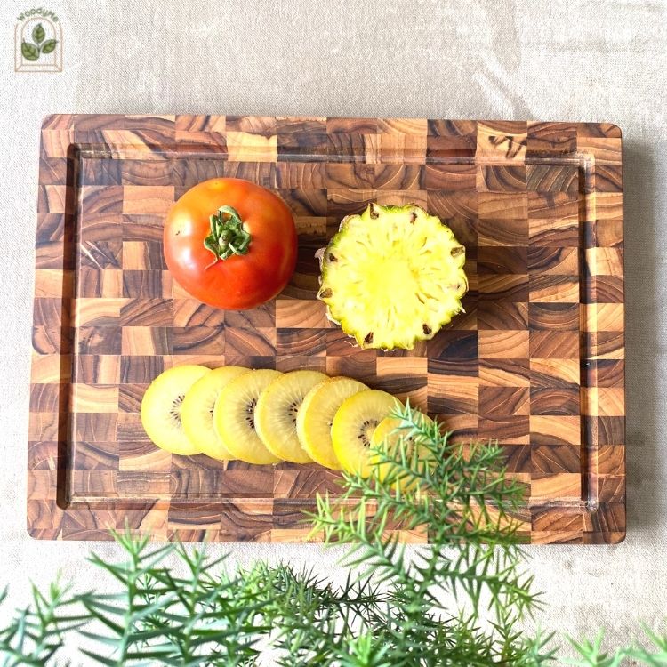 Thớt gỗ teak cao cấp chế biến món ăn, trang trí bàn ăn, decor chụp hình, khắc tên theo nhu cầu