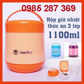 Hộp đựng thức ăn giữ nhiệt, bình ủ cháo 1,1L Rạng Đông, hàng chính hãng