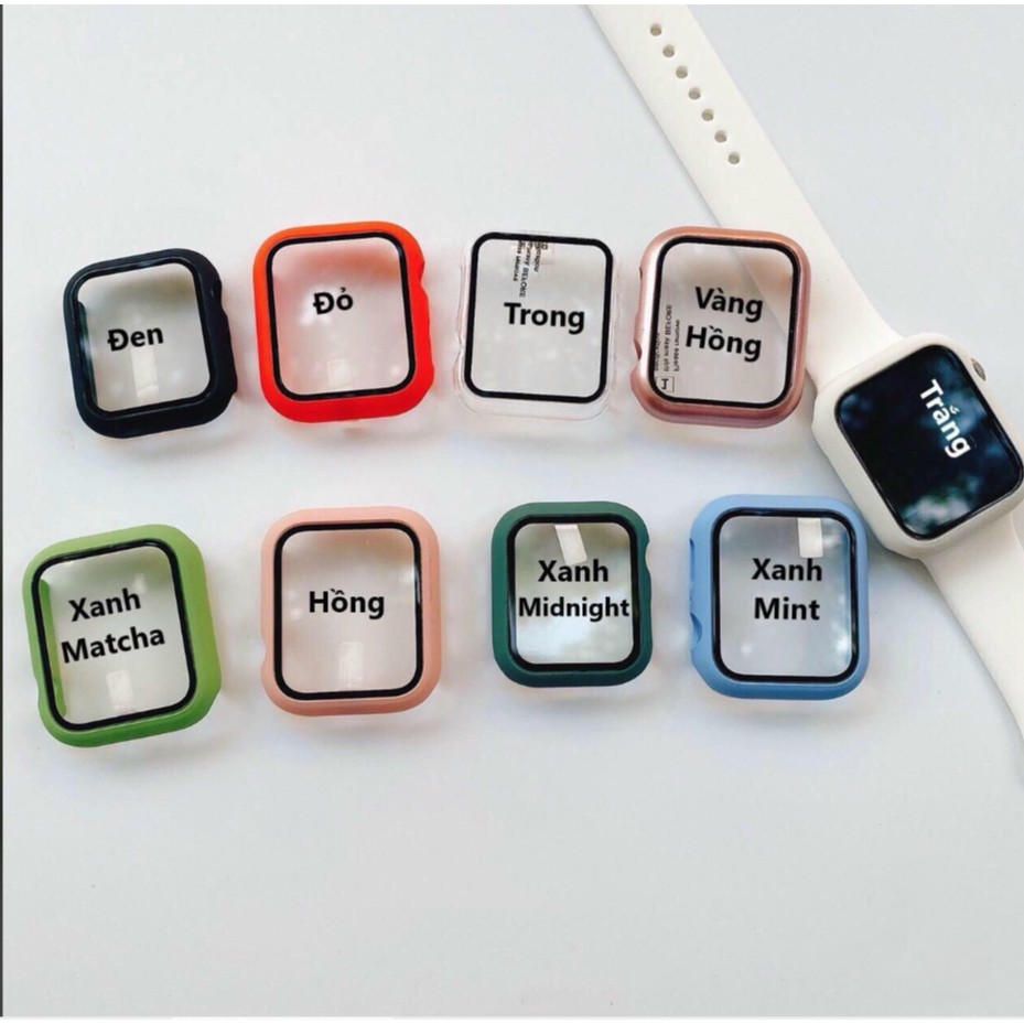 ỐP APPLE WATCH SILICON KÈM KÍNH CƯỜNG LỰC SERIES 5 4 3 2 1 SIZE 38MM 40MM 42MM 44MM