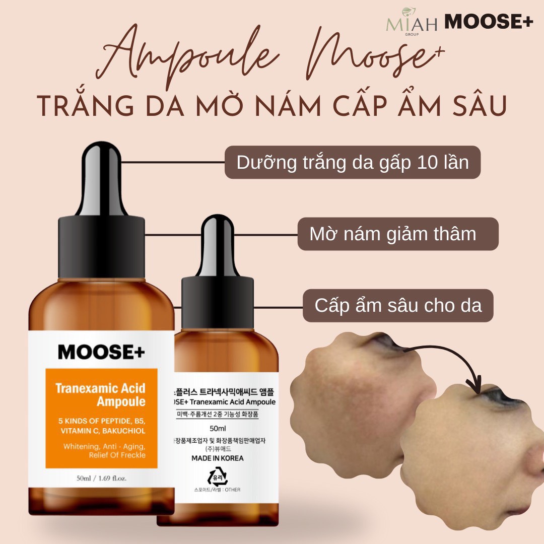 Serum nám Ampoule Moose+ giúp trắng da, mờ nám, cấp ẩm sâu