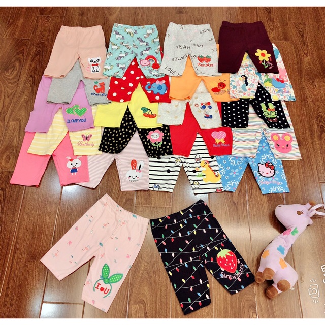 Quần legging lửng xuất dư thêu hình cho bé gái.