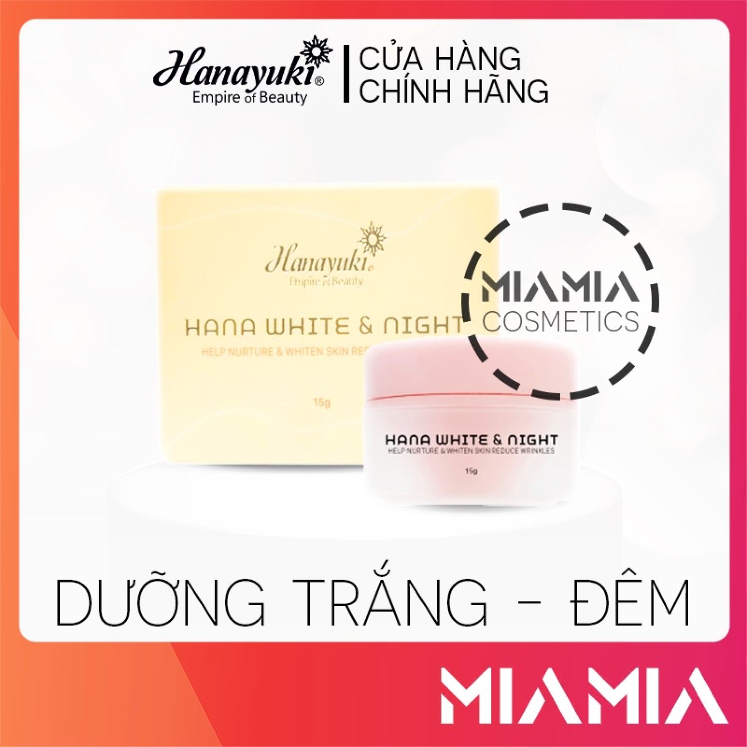 Kem face đêm hanayuki mini 15g - kem dưỡng trắng da ban đêm hana white & night - 8936205370049